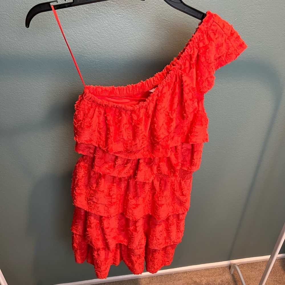 NWT Lauren Conrad Bright orange one shoulder dress size XS